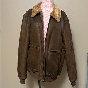Brown Shearling Lined Leather Jacket